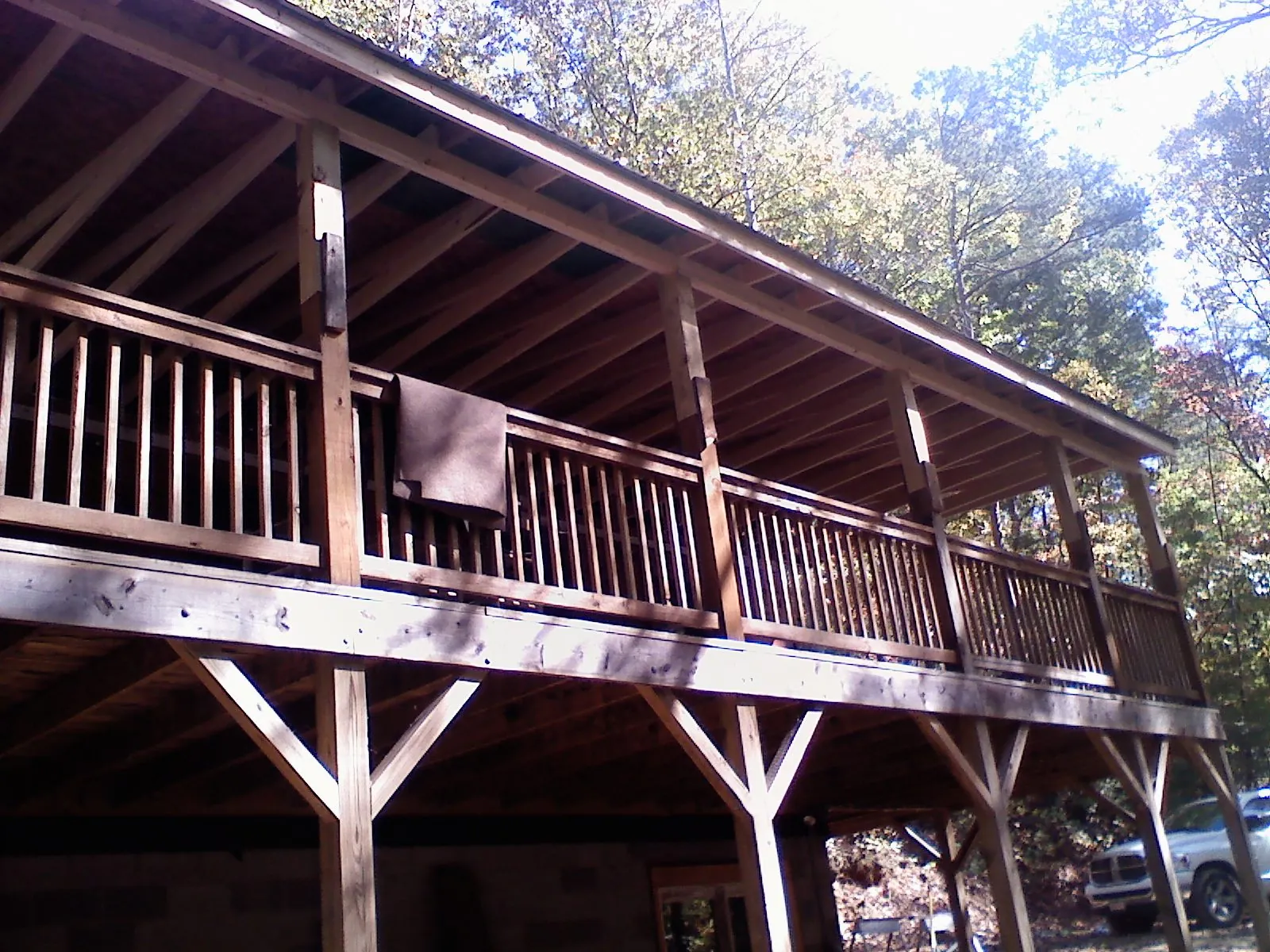 Timber framing under a new elevated porch and deck — Roof Leak Repair in Barnesville by Roofing Brothers